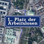 Straßenschild "Platz der Arbeitslosen"